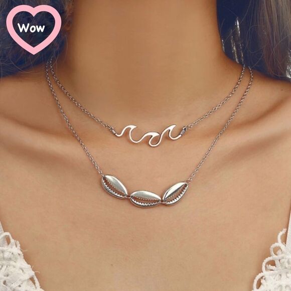(V3) Wave & Shells Necklace - Picture 1 of 5